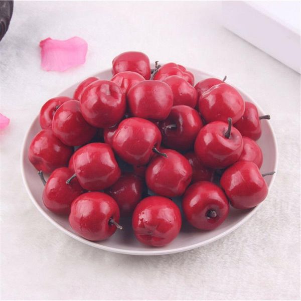 

40pcs red artificial apples mini simulation fake faux fruit diy crafts home wedding party garden decor decoration