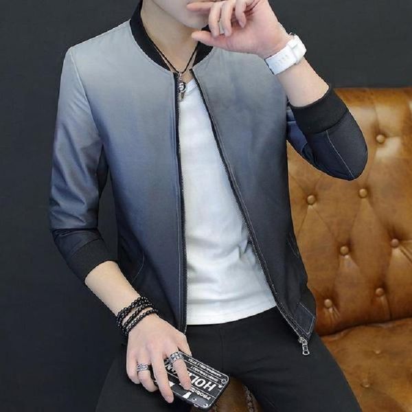 

men's jackets 2021 spring autumn korean jacket for mens gradient color casual coat young man fashion slim fit brand clothing, Black;brown