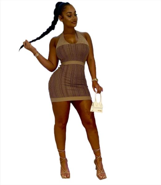 

simple clothing wholesale halter women dresses neck nude back mid waist slim fashion bag hip bottoming casual home sling, Black;gray