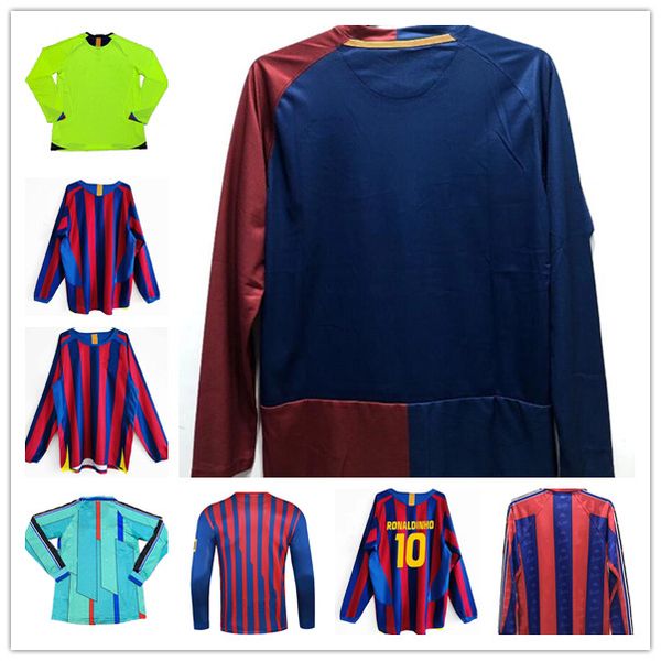 

long sleeve retro soccer jersey 96 97 07 08 09 10 11 xavi ronaldinho ronaldo rivaldo guardiola iniesta finals maillot de foot 1899 1999, Black;yellow