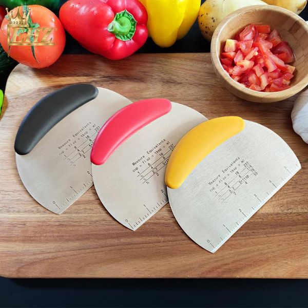 

stainless steel metal griddle scraper chopper good grips bench pizza pastry dough cutter with measuring scale baking & tools