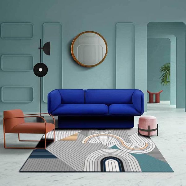 

carpets simple ins curved geometric gray and white multi-color stitching kitchen living room bedroom sofa rug bed side carpet floor mat