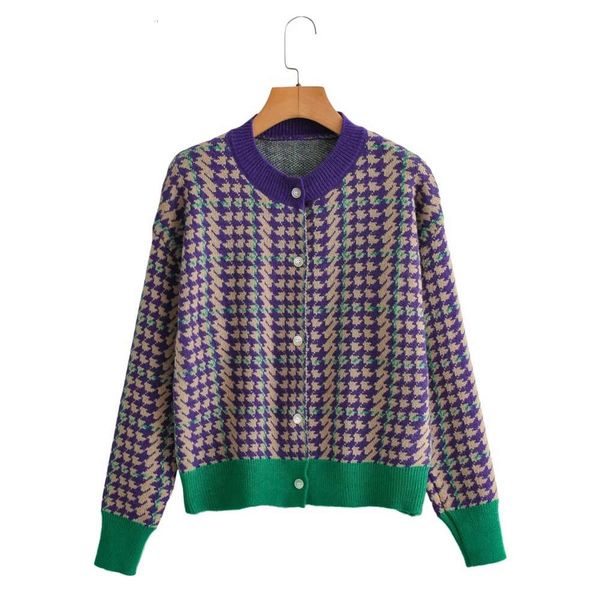 

contrast color cardigan sweater coat, Black;brown