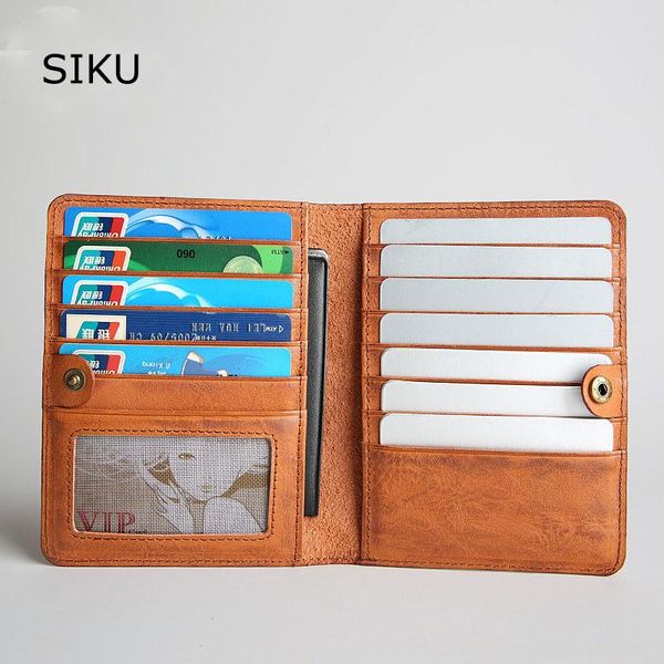 

card holders siku genuine leather men's holder men wallet case, Brown;gray