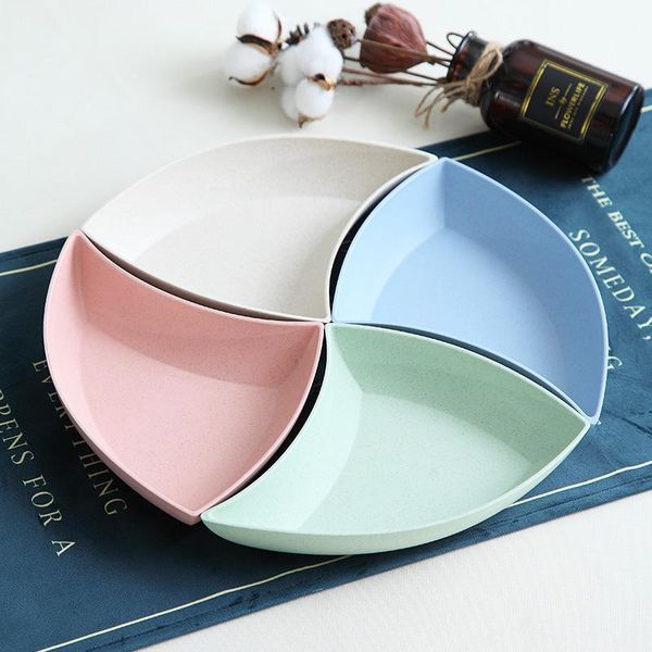 

dishes & plates 4pcs wheat straw platter plate fruit dish snack tray dessert home creative simple kitchen dinnerware