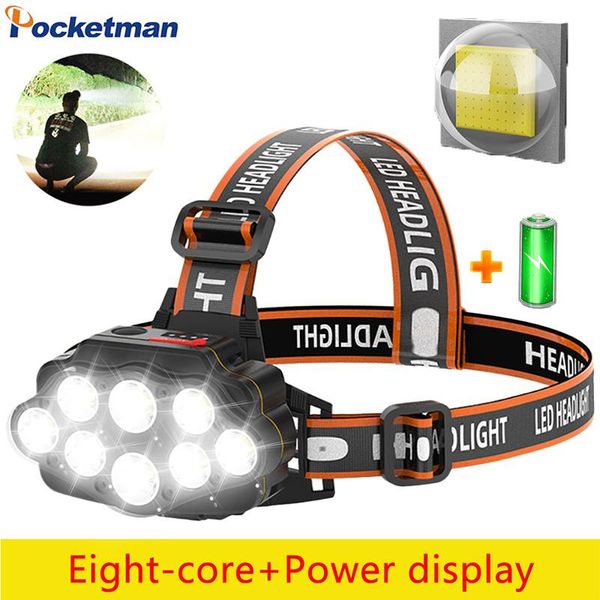 

pocketman 8 led powerful headlamo super bright waterproof headlight usb rechargeable head front light lamp torch headlamps
