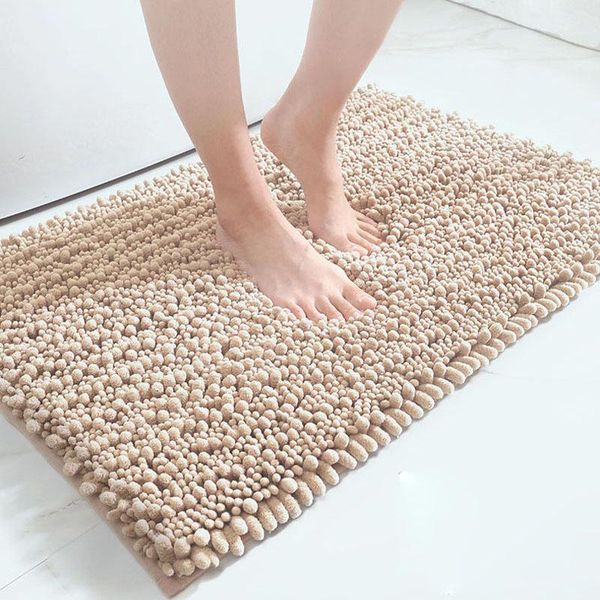 

bath mats thicken chenille mat microfiber grey water absorb bathroom rugs carpet for living room bedroom non slip floor doormat