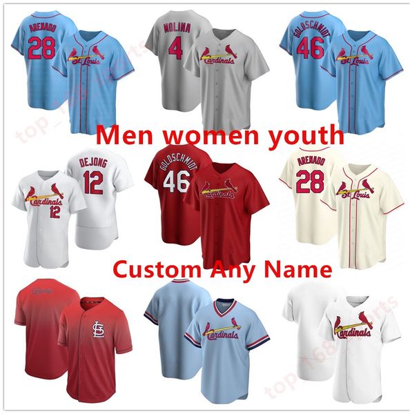 

20 21 Custom Men 28 Nolan Arenado Baseball Jersey St. Louis Cardinal 46 Paul Goldschmidt 4 Yadier Molina 1 Ozzie Smith 25 Dexter Fowler, Blue;black