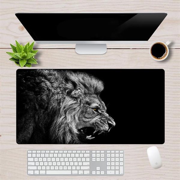 

mouse pads & wrist rests large art black white roaring lion pad cool animal locking edge keyboard gaming mousepad gamer durable lapdesk