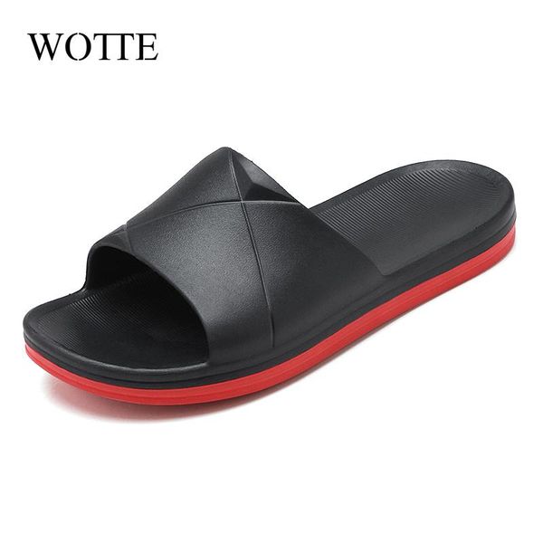 

slippers wotte men summer 2021 casual fashion flip flops beach sandal house shoes non-slip sandals chausson, Black