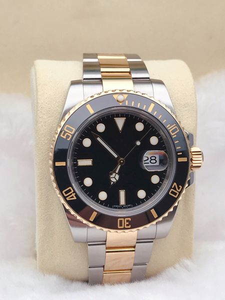 

fashion silver rose men sport watch solid stainless steel 40mm glide automatic movement mechanical male wristwatch with box, Slivery;brown