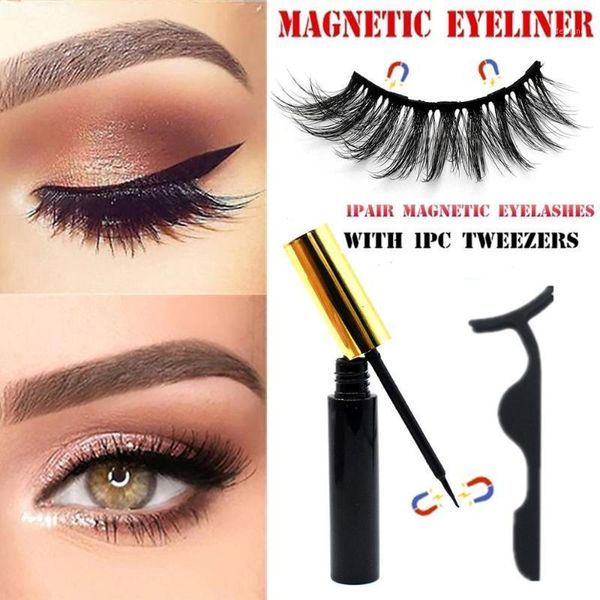 

magnetic eyelashes & eyeliner tweezer set 5 magnet waterproof 1pair no glue false1