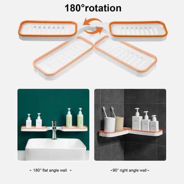 

hooks & rails plastic long lasting makeup wall bathroom shelf space saver shower 180 degrees rotation for