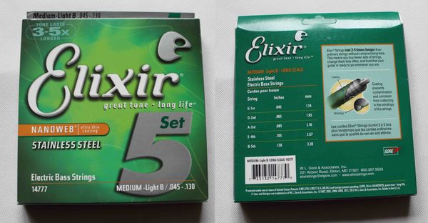 

2 sets 14777 elixir bass strings nanoweb ultra thin coating stainless steel electric bass-strings medium-light b 045-- 130 used f174v