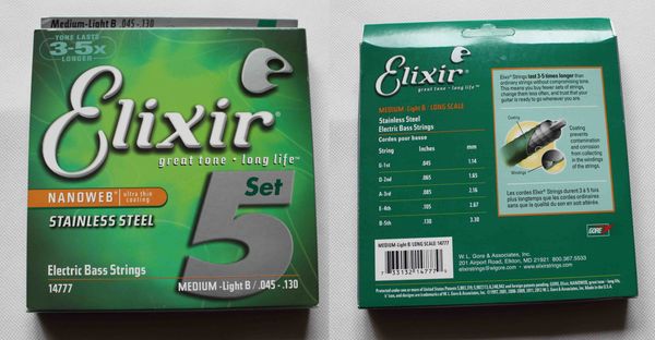 2 Set 14777 Elixir Bas telleri Nanoweb ultra ince kaplama paslanmaz çelik Elektrik bas Telleri Orta-hafif B .045--.130, 5 telli bas için kullanılır