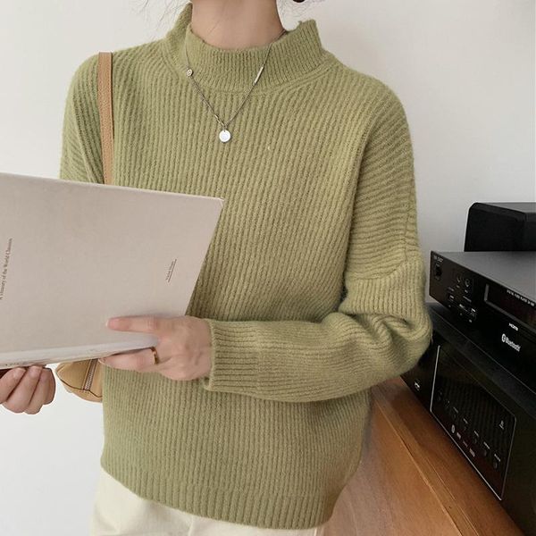 

alien kitty 2021 women sweaters knitted female solid pullovers o-neck sweet loose elegant office lady soft casual women's, White;black