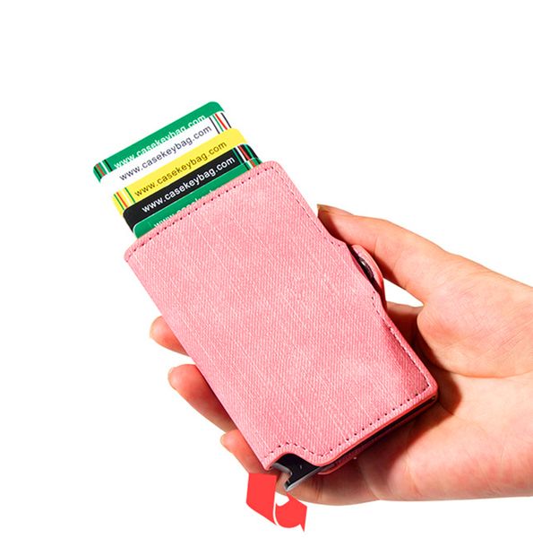 

men designer small mini purse blocking business card holder slim wallets, Red;black