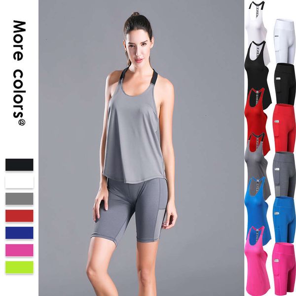 

women's tracksuits tracksuitswomen's sports suit fitness yoga loose waistcoat tight shorts two piece set mmwj, Gray