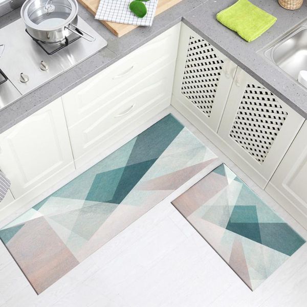 

green pink geometric kitchen mats for floor set anti-slip long strip girl room rug small simple bathroom mat hallway decor carpets