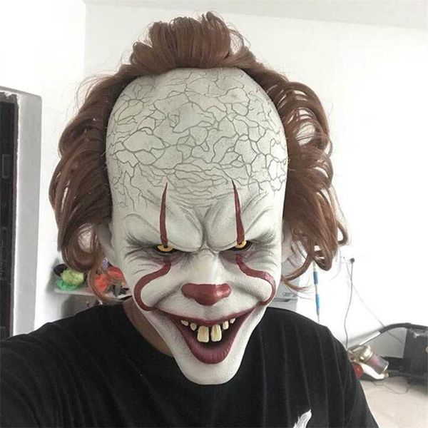Maschera per feste Maschera da clown Maschera horror di Halloween Cosplay Horror Mascara De Latex Realista Maske Costume Puntelli Personaggi dei film 211216