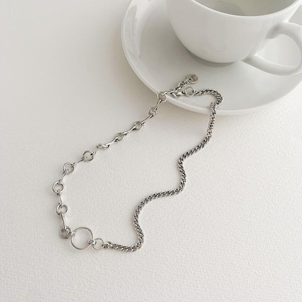 

pendant necklaces orgin summer minimalist asymmetric circle chain chokers necklace for women unique design geometrical party jewellery, Silver