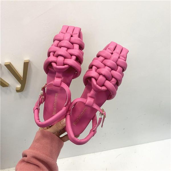 

sandals gladiator woman baotou woven ladies shoes casual flat for female womens slides outdoors lady, Black
