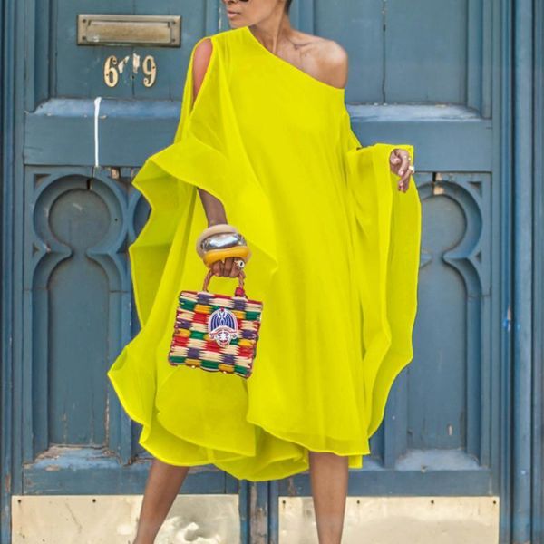 

chiffon off shoulder womens dresses loose summer women fashion oversize holiday beachwear female vestidos plus size xxl, Black;gray