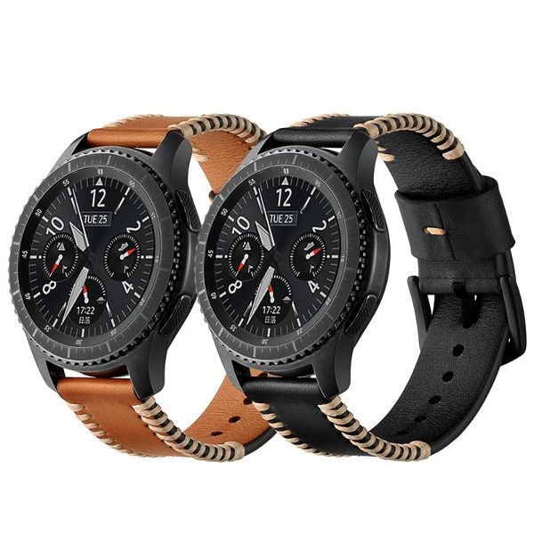 

watch bands genuine leather watchband for samsung gear s3 band huawei smartwatch strap wristband bracelet width 22mm universal, Black;brown