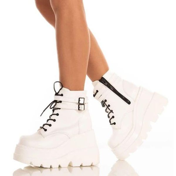 

boots ribetrini ins designer autumn fashion high platform ankle women 2021 buckle wedges brand winter shoes woman, Black