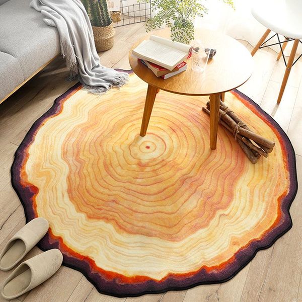 

creativity ancient tree ring round carpet bedroom living room tea table mat computer chair hanging basket bedside blanket carpets