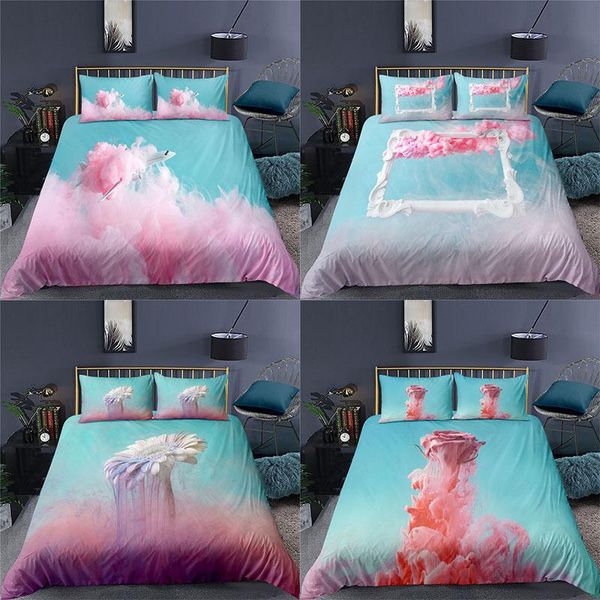 

bedding sets set luxury 3d pink cloud print comfortable kids duvet cover pillowcase home textile single /king size bedclothes