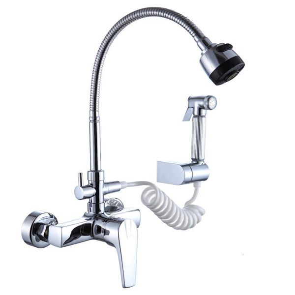 

kitchen faucets multi-function wall-mounted and cold faucet with hand spray 70y0