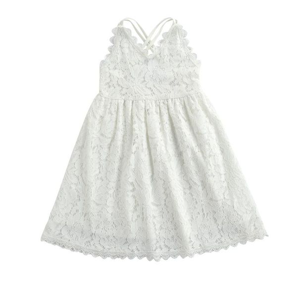 

girl's dresses toddler baby girl summer boho lace floral beach solid color v-neck sleeveless backless cami dress sundress 2-7 years, Red;yellow