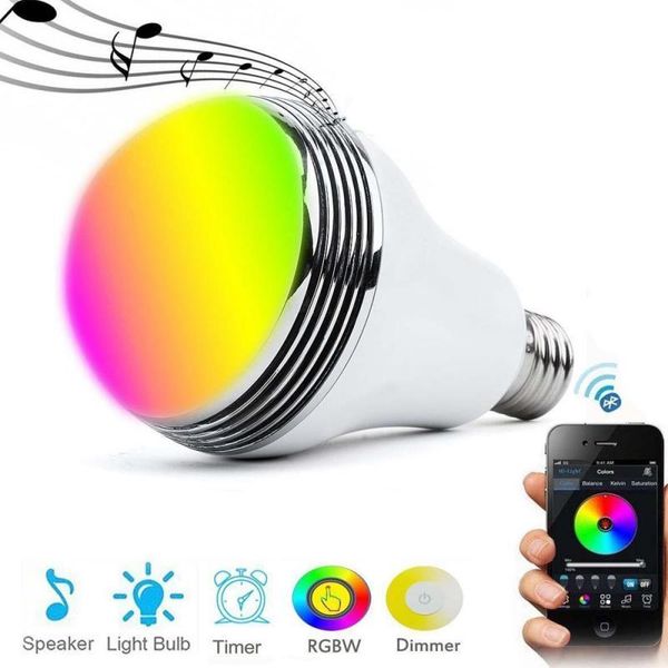 

bulbs wifi smart led light bulb e27 rgb music speaker wireless bluetooth timer lamp app control household lighting