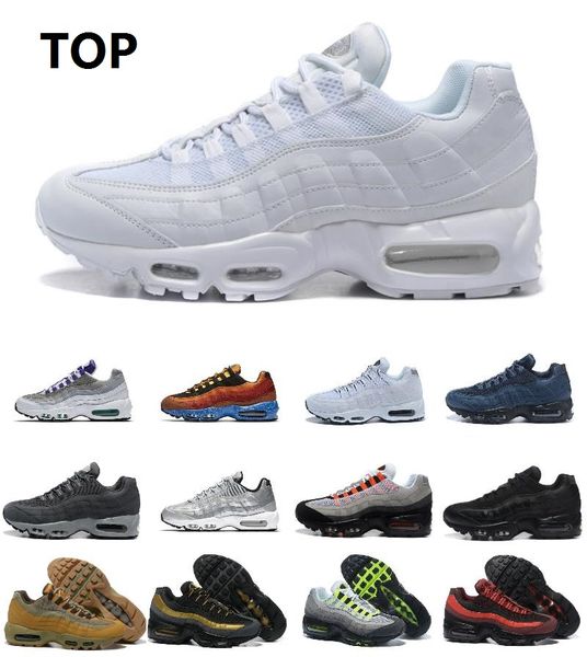 

95 running shoes triple black white laser fuchsia red orbit bred aqua neon 95s men and women trainers sports sneakers size 36-45