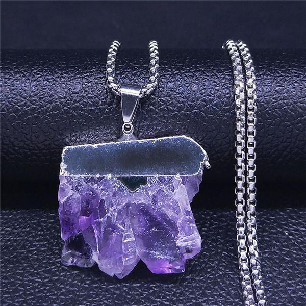 

fashion stainless steel purple crystal silver color geometry pendant necklace women jewelry collier femme n5036s04 necklaces