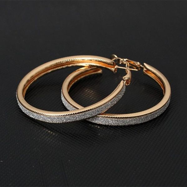 

stud vintage gold color big circle earrings for women steampunk ear clip party jewelry accessories exaggerated frosted round earring, Golden;silver
