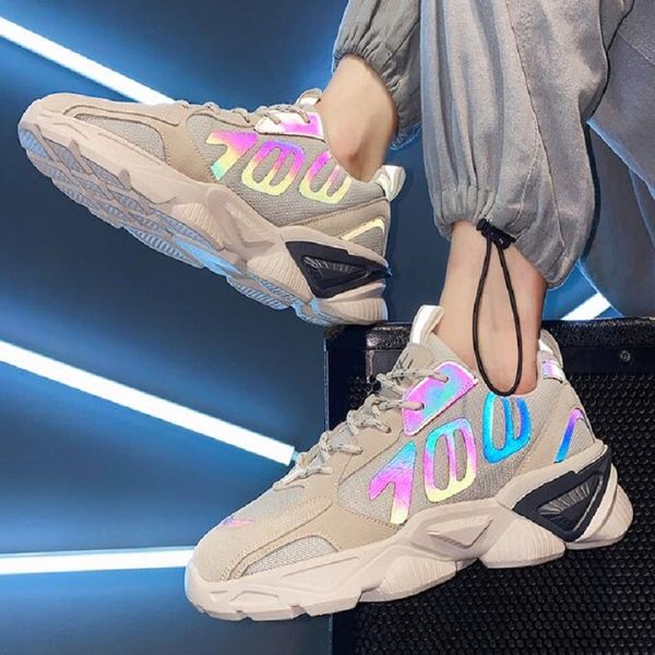 

reflective running shoes breathable mesh women's sport sneakers travelling shoe