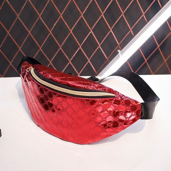 

waist bags ladies checked sequin chest bag 2021 korean shoulder pvc belly mobile