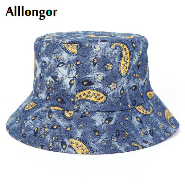 

cloches 2021 summer bucket hat women floral print vintage bob chapeau men fisherman cap outdoor fishing panama