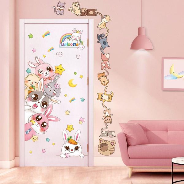 

wall stickers [shijuehezi] cats sticker diy rabbits animals decals for kids room baby bedroom children nursery door home decoration