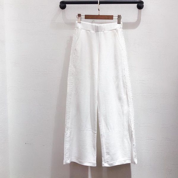 

women's pants & capris women wide leg female high elastic waist long solid casual loose trousers quality cotton, Black;white