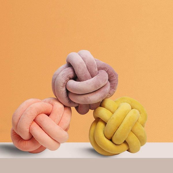 

pillow knotted plush ball design round throw waist back cushions home sofa bed decoration dolls toys for kids 18cm/30cm/25cm