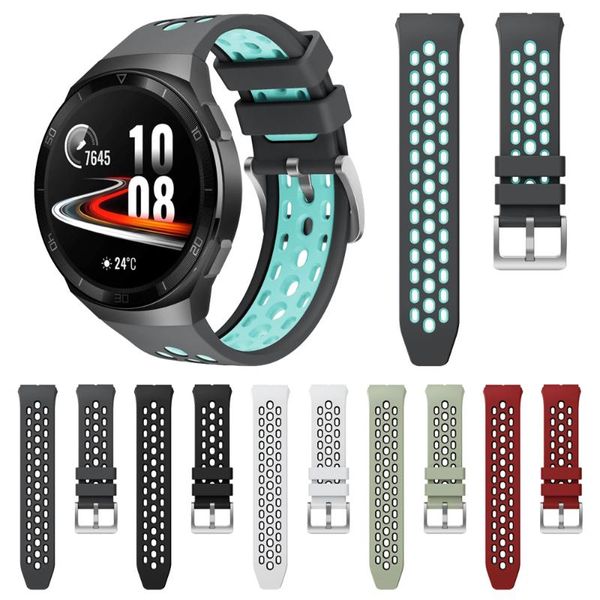 

watch bands sports silicone strap for huawei gt 2e band watchband gt2e wristband replaceable bracelet, Black;brown