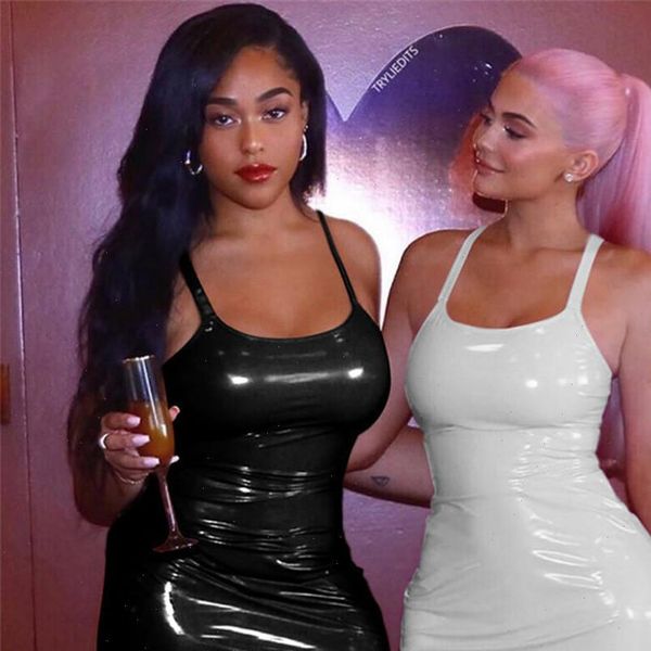

womens dress leather short bodycon soft faux night club slim retro mini vestido de festa, Black;gray