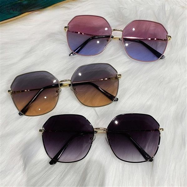 

sunglasses fashion women men metal irregular frame sun glasses ladies designer ocean gradient goggles purple, White;black