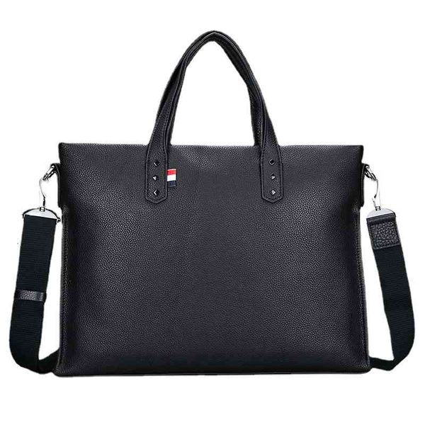 

leather men's bag hand briefcase high-end business leisure soft shoulder