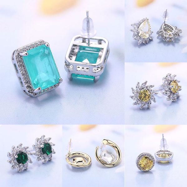 

dangle & chandelier summer women charm jewelry zircon earring various geometry earrings copper women's, Silver