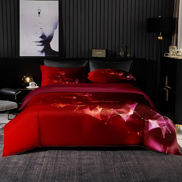

bedding sets 3d printing geometric pattern set duvet cover 264x228 with pillowcase,220x260 quilt cover,high-end red bed sheet