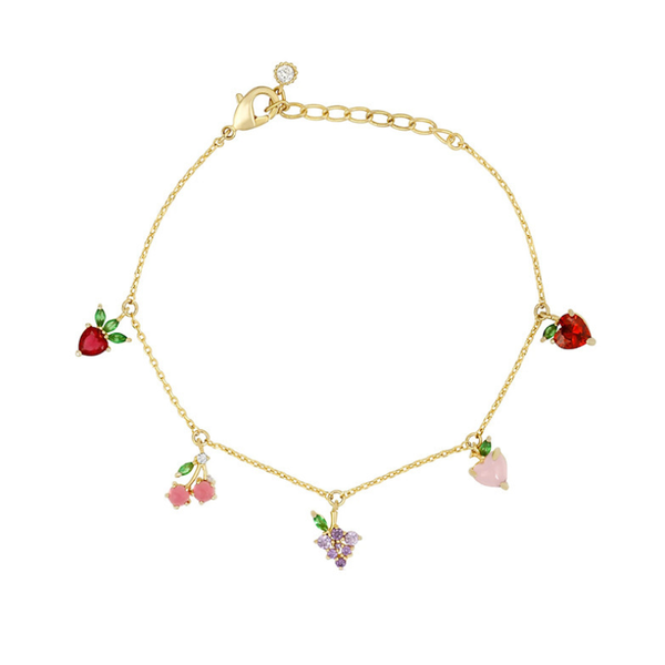 

anklets shiny accessories crystal fruit chain anklet for women girls cute cherry pineapple grapes pendant jewelry, Red;blue